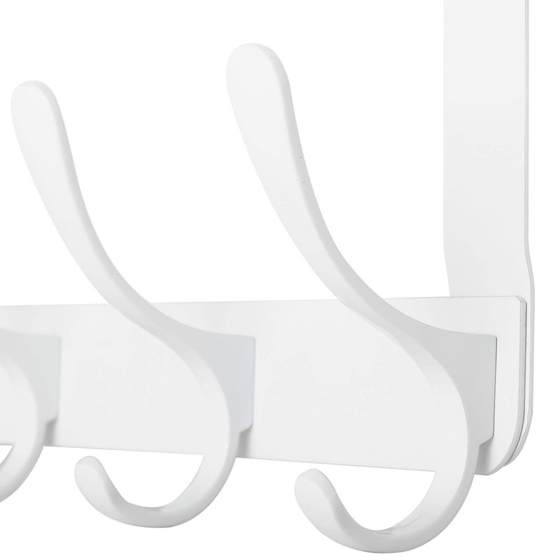 WEBI Over The Door Hook 5 Coat Hooks,Over The Door Towel Rack,Door Hanger Coat Rack Towel Hanger for Hanging Coats,Clothes,Back of Bathroom,White - Image 3